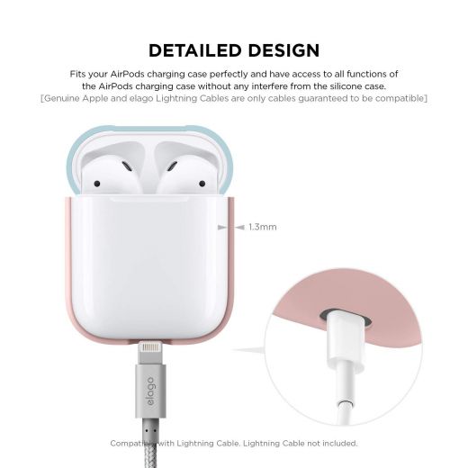 Чехол Elago Silicone Duo Case Pink/White/Pastel Blue (EAPDO-PK-WHPBL) для Airpods