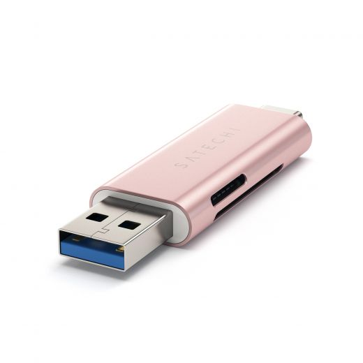 Адаптер Satechi Aluminum Type-C USB 3.0 and Micro/SD Rose Gold (ST-TCCRAR)