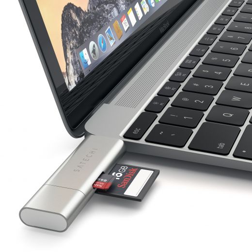 Адаптер Satechi Aluminum Type-C USB 3.0 and Micro/SD Silver (ST-TCCRAS)