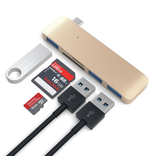 Адаптер Satechi Type-C USB Hub Gold (ST-TCUHG)