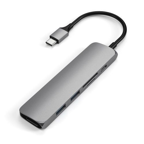 Адаптер Satechi Aluminum Type-C Slim Multi-Port Adapter 4K V2 Space Gray (ST-SCMA2M)