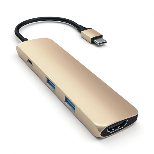 Адаптер Satechi Slim Aluminum Type-C Multi-Port Gold (ST-CMAG)