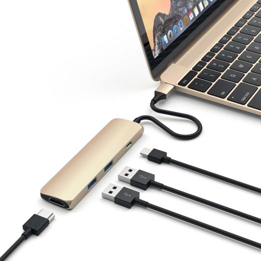 Адаптер Satechi Slim Aluminum Type-C Multi-Port Gold (ST-CMAG)