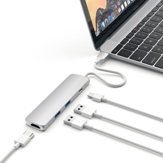 Адаптер Satechi Slim Aluminum Type-C Multi-Port Silver (ST-CMAS)