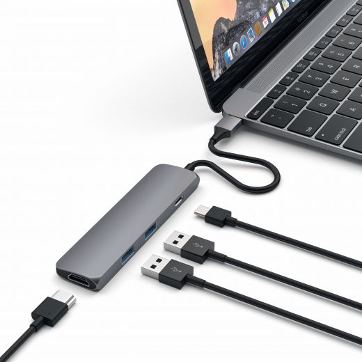 Адаптер Satechi Slim Aluminum Type-C Multi-Port Space Gray (ST-CMAM)