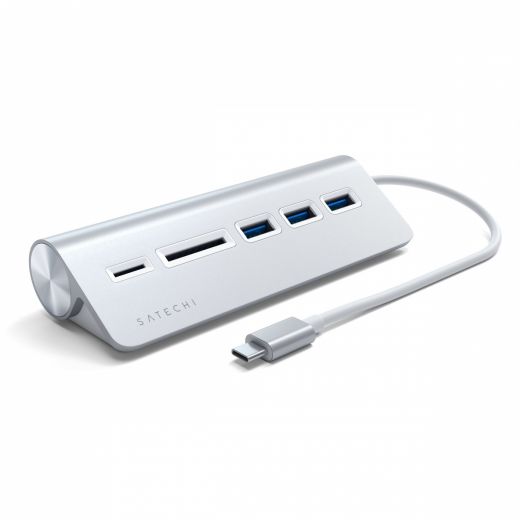 Адаптер Satechi TYPE-C Aluminum USB Hub & Card Reader Silver (ST-TCHCRS)