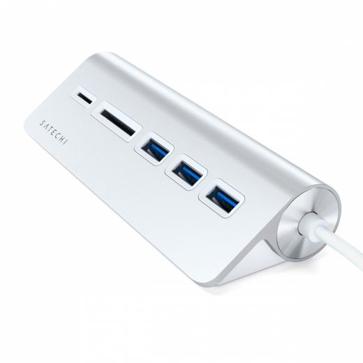 Адаптер Satechi TYPE-C Aluminum USB Hub & Card Reader Silver (ST-TCHCRS)
