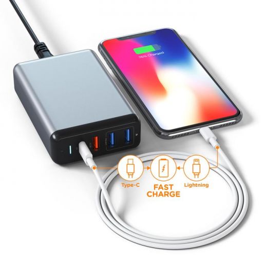 Швидка зарядка Satechi USB-C 75W Travel Charger Space Gray (ST-MCTCAM)