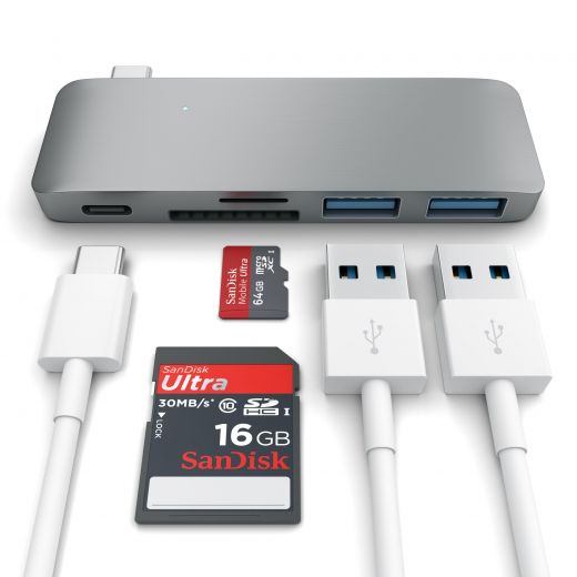 Адаптер Satechi Type-C USB 3.0 Passthrough Hub Space Gray (ST-TCUPM)