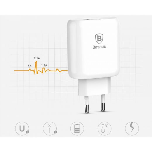 Швидка зарядка Baseus Bojure Series Type-C PD+U quick charge charger EU 36W White (CCALL-BG02)