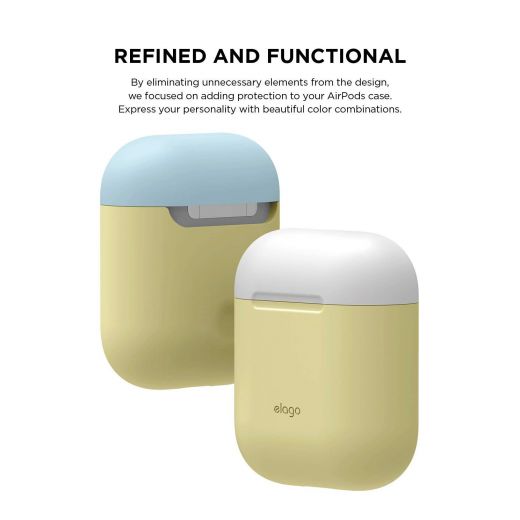 Чехол Elago Silicone Duo Case Yellow/White/Pastel Blue (EAPDO-YE-WHPB) для Airpods