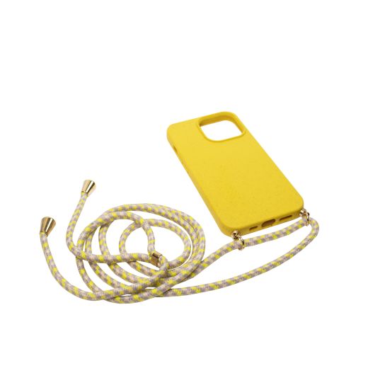 Силиконовый чехол с ремешком CasePro Silicon Yellow для iPhone 13 Pro