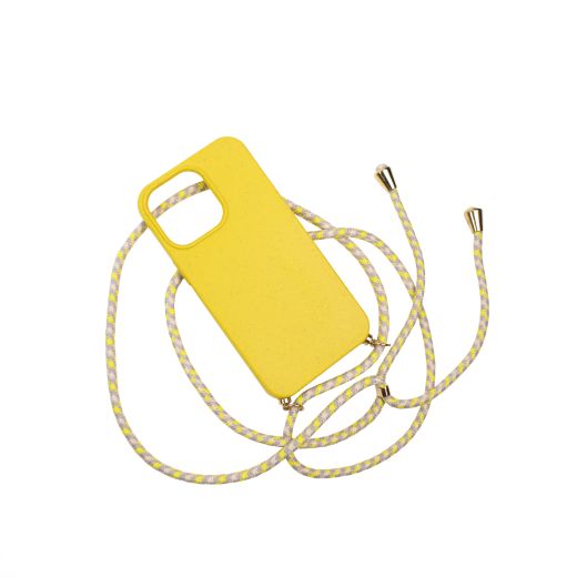 Силіконовий чохол з ремінцем CasePro Silicon Yellow для iPhone 13 Pro Max