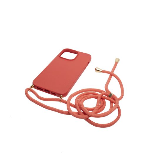 Силиконовый чехол с ремешком CasePro Silicon Red для iPhone 13 Pro