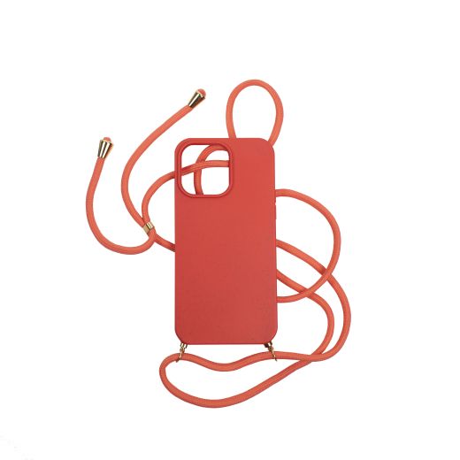 Силиконовый чехол с ремешком CasePro Silicon Red для iPhone 13 Pro