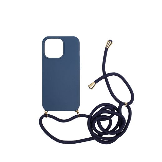 Силіконовий чохол з ремінцем CasePro Silicon Navy для iPhone 13 Pro Max
