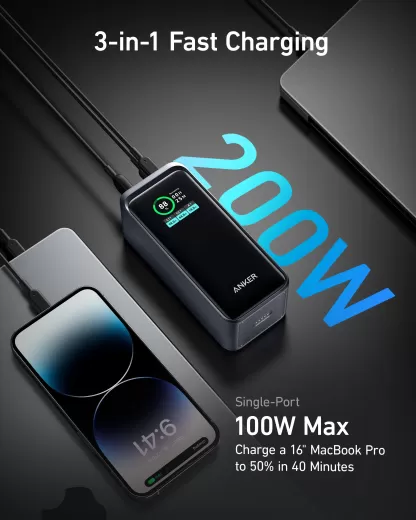 Повербанк Anker Prime 20,000mAh Power Bank (200W) Black (A1336)