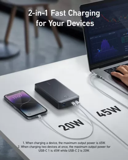 Повербанк Anker 537 Power Bank 65вт (PowerCore 24K for Laptop) Black