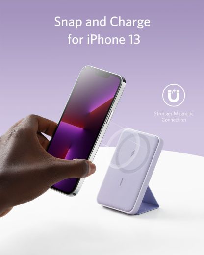 Повербанк с беспроводной зарядкой Anker 622 Magnetic Battery 5000 мАч (MagGo) Lilac Purple