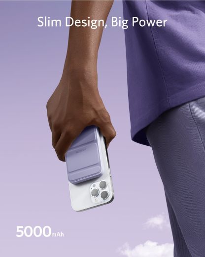 Повербанк с беспроводной зарядкой Anker 622 Magnetic Battery 5000 мАч (MagGo) Lilac Purple