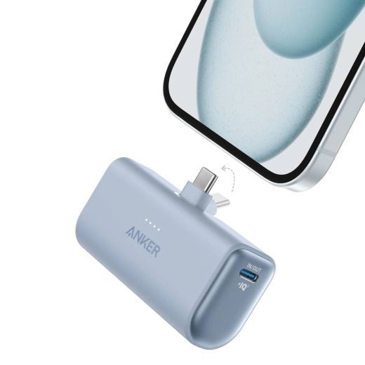 Повербанк Anker Nano Power Bank (22.5W, 5000mAh, Built-In USB-C Connector) Ice Lake Blue