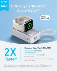 Повербанк Anker MagGo Power Bank (10K, 35W) Aurora White для Apple Watch 9