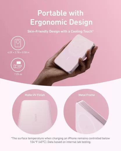 Повербанк Anker MagGo Ultra-Slim 10000mAh Qi2 15W Pink Aura