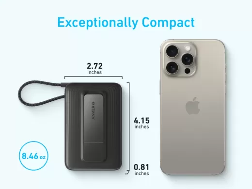Повербанк Anker Zolo Magnetic Power Bank (10K, 30W, Built-in USB-C Cable) Black