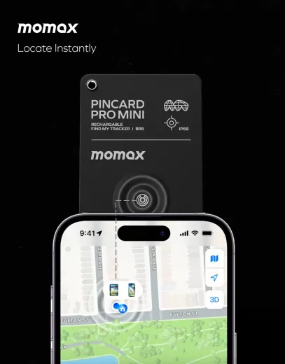 Трекер-карта Momax PinCard Pro Mini Rechargeable Find My Tracker Black