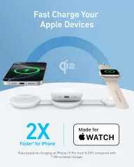 Бездротова зарядка Anker MagGo Wireless Charging Station (3 в 1, Foldable Pad) Aurora White