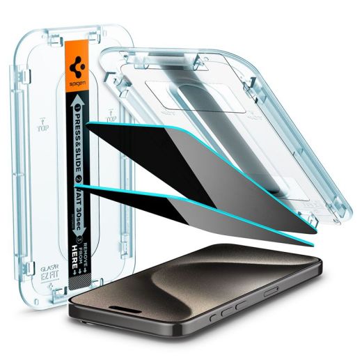 Защитное стекло антишпион Spigen Glass tR EZ Fit HD Privacy 1 шт. для iPhone 15 Pro Max (AGL07118)