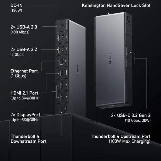 Док-станция Anker 778 Thunderbolt Docking Station (12-in-1, Thunderbolt 4) (A83A9)