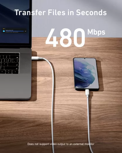 Кабель Anker 543 USB-C to USB-C 100W Cable (1.8м) White