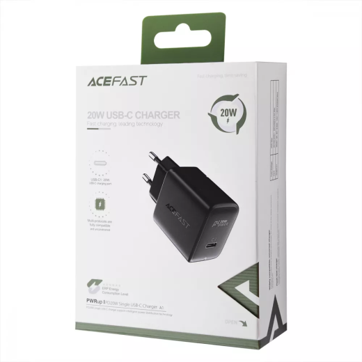 Сетевое зарядное устройство Acefast A1 PD 20W (1 Type-C) Black