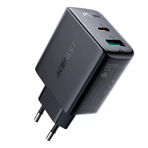 Швидка зарядка Acefast A5 PD 32W (Type-C + USB) Black