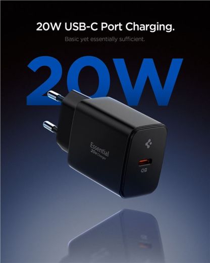 Швидка зарядка Spigen Essential 20W Wall Charger EE201EU Black (ACH09217)
