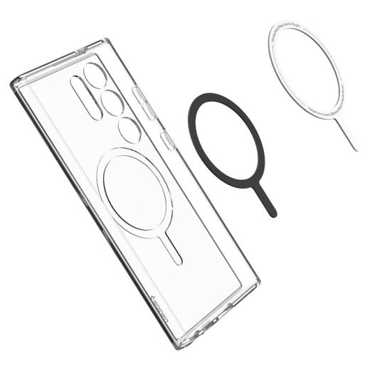 Прозорий чохол Spigen Ultra Hybrid Metal Ring (MagFit) White для Samsung Galaxy S24 Ultra (ACS07297)
