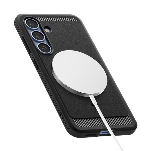 Протиударний чохол Spigen Rugged Armor MagSafe Matte Black для Samsung Galaxy S25 (ACS08998)