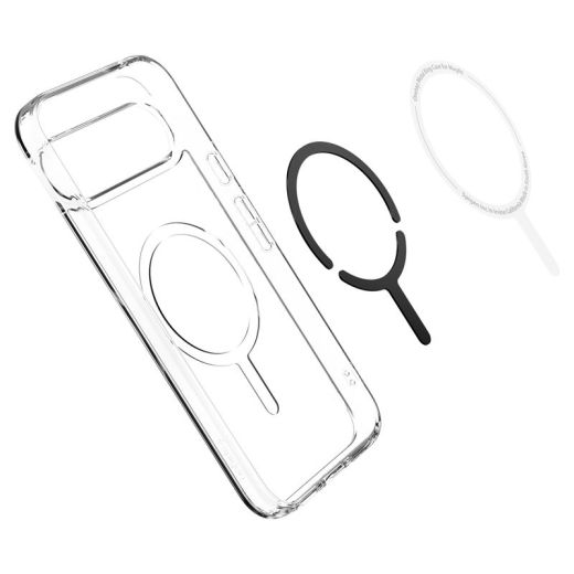 Прозорий чохол Spigen Ultra Hybrid OneTap Metal Ring MagSafe White для Pixel 9 (ACS09025)