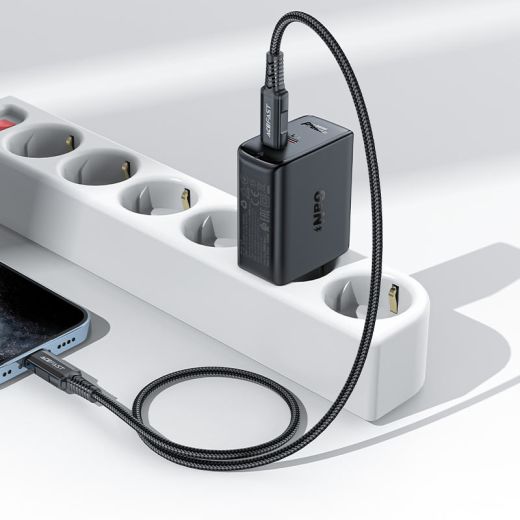 Быстрая зарядка ACEFAST [A49] GaN Dual Port Series 2xUSB-C 35W Black