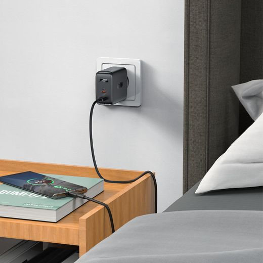 Быстрая зарядка ACEFAST [A49] GaN Dual Port Series 2xUSB-C 35W Black