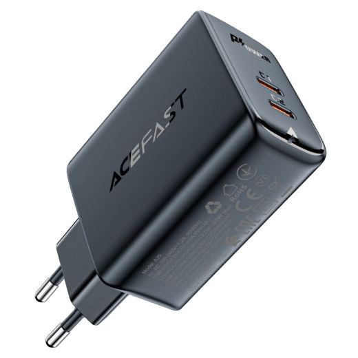 Быстрая зарядка ACEFAST [A49] GaN Dual Port Series 2xUSB-C 35W Black