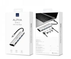 Адаптер WiWU Alpha A531H 5 in 1 USB-C to 3xUSB3.0 | 1xType-C | 1xHDMI Grey