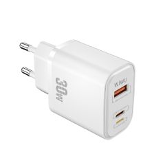 Швидка зарядка WIWU [Wi-U021] SiC Wall Fast Charger PD+QC 30W White
