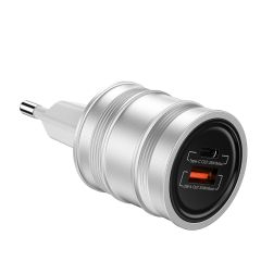 Швидка зарядка WIWU [Wi-U028] Barrel GaN Fast Charger QC+PD 35W Silver