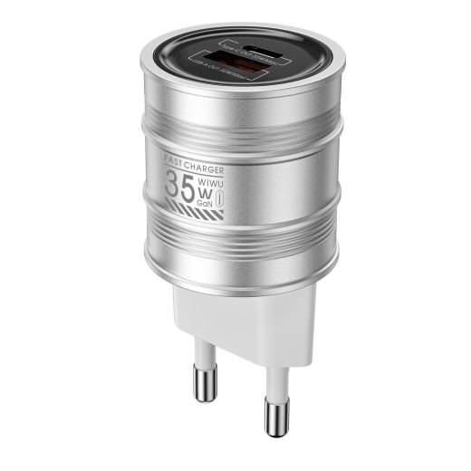 Быстрая зарядка WIWU [Wi-U028] Barrel GaN Fast Charger QC+PD 35W Silver