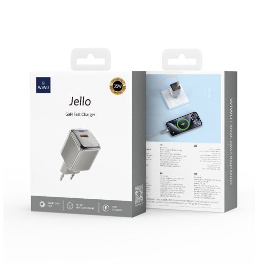 Швидка зарядка WIWU [Wi-U032] Jello GaN Fast Charger QC+PD 35W Titanium