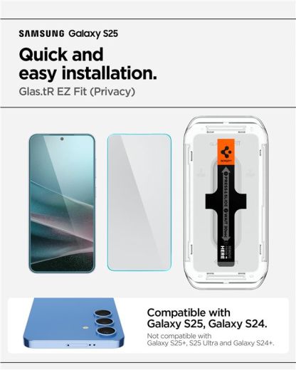 Защитное стекло антишпион Spigen Glass tR EZ Fit HD (Privacy) 2 шт. для Samsung Galaxy S25 | S24 (AGL09308)