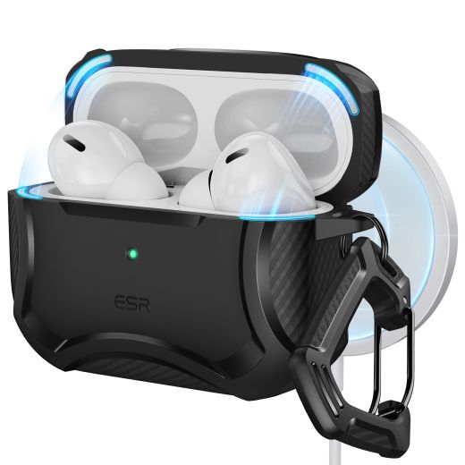 Протиударний чохол з карабіном ESR Cyber Tough Case (HaloLock) Black для AirPods Pro 2 (2022)