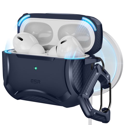 Противоударный чехол с карабином ESR Cyber Tough Case (HaloLock) Navy Blue для AirPods Pro 2 (2022)